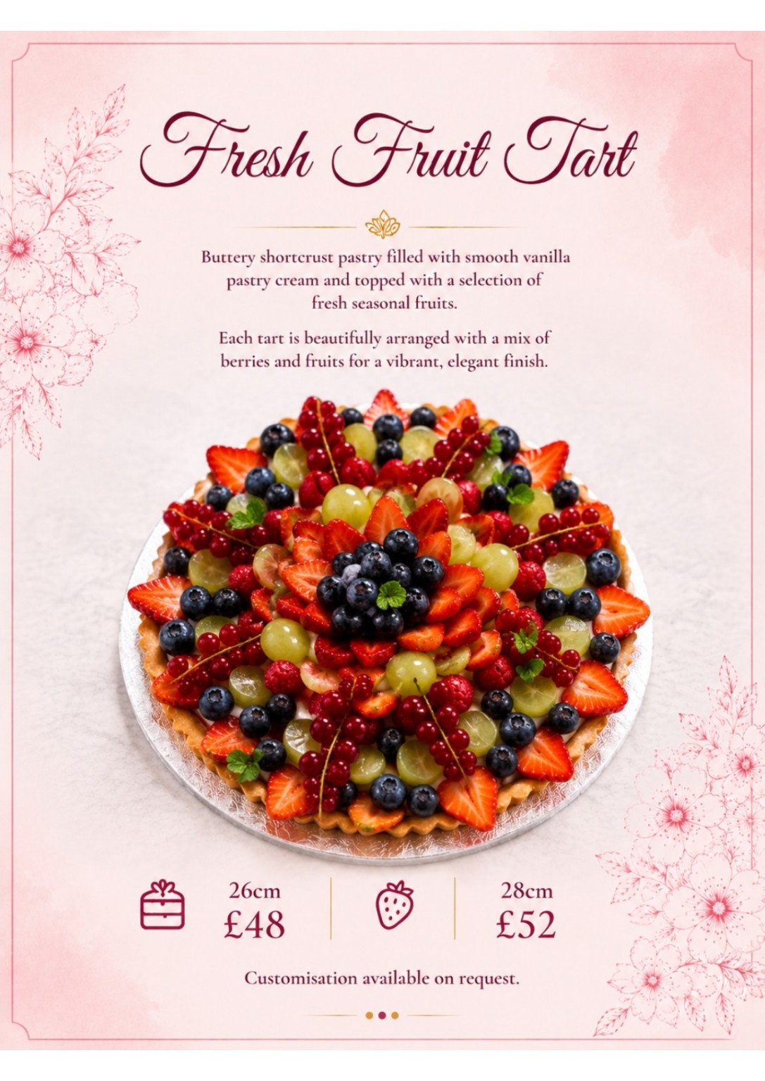 Fresh fruit tart menu